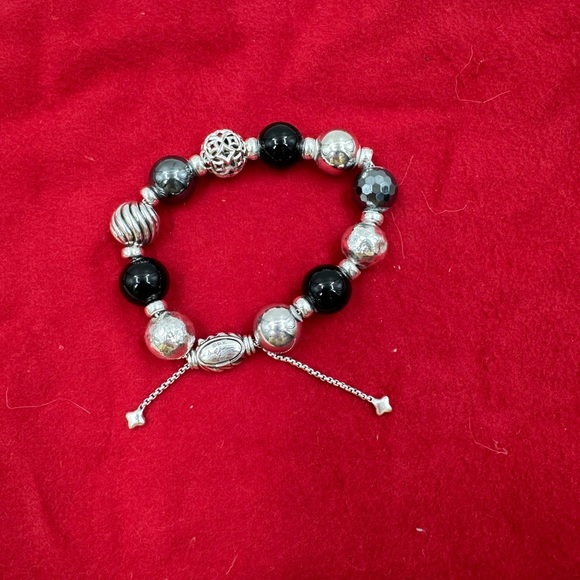 David Yurman Sterling Sliver Black Onyx Hematite Elements Bead Bracelet - Picture 3 of 6